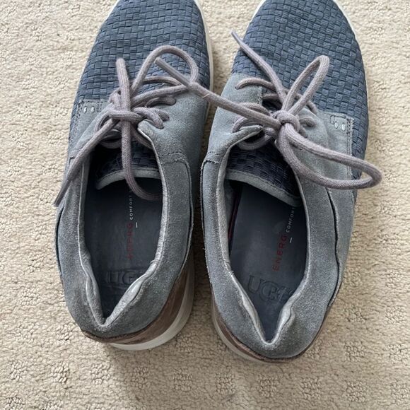 UGG Hepner Grey Suede Leather Woven Trainer Lace Up Shoe‎ Sneaker Mens 8.5 - Picture 8 of 15